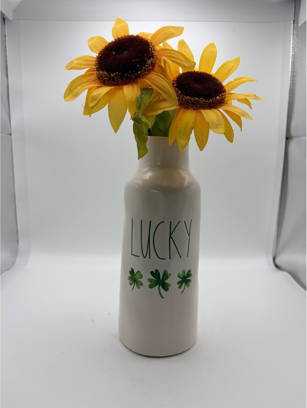 Rae Dunn 12” lucky vase. Rare st. Patrick’s day celebration vase.